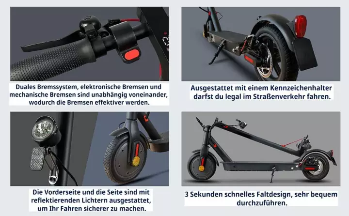 E Scooter mit Straßenzulassung, ABE, StVZO, 350 Watt, 30km