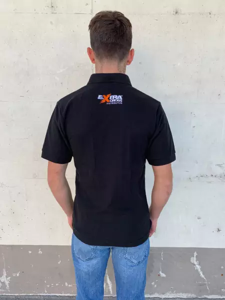 Extracross Polo Hemd schwarz bestickt mit Logo - Größe M