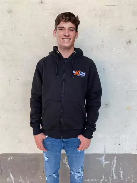 Extracross Zip Hoodie schwarz bestickt mit Logo - Größe S