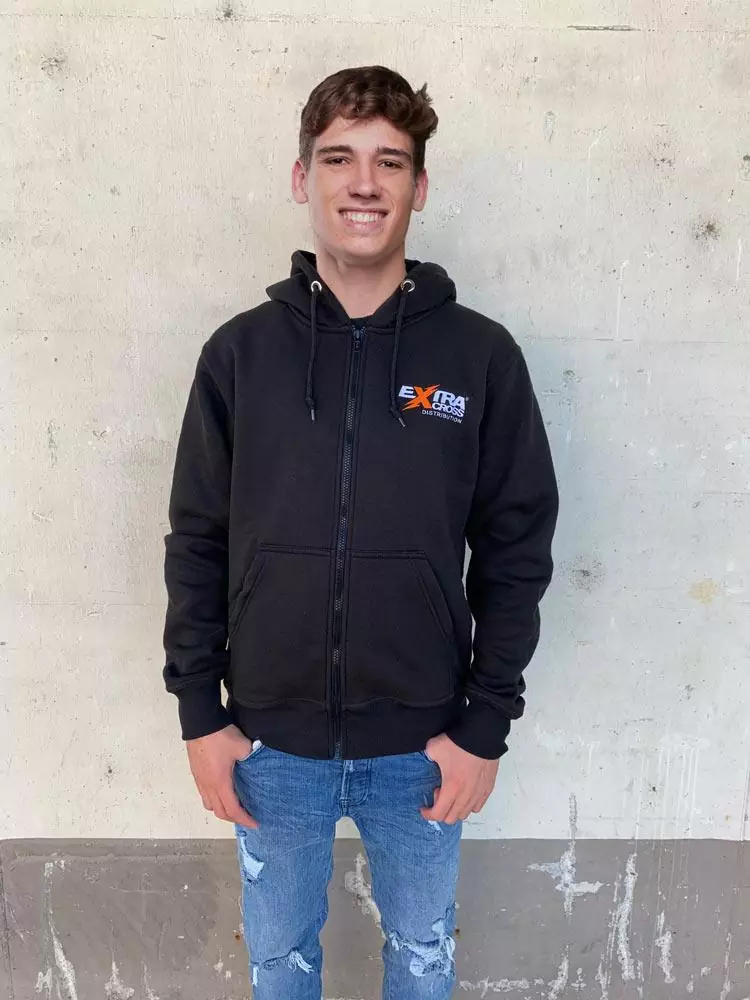 Extracross Zip Hoodie schwarz bestickt mit Logo - Größe XL