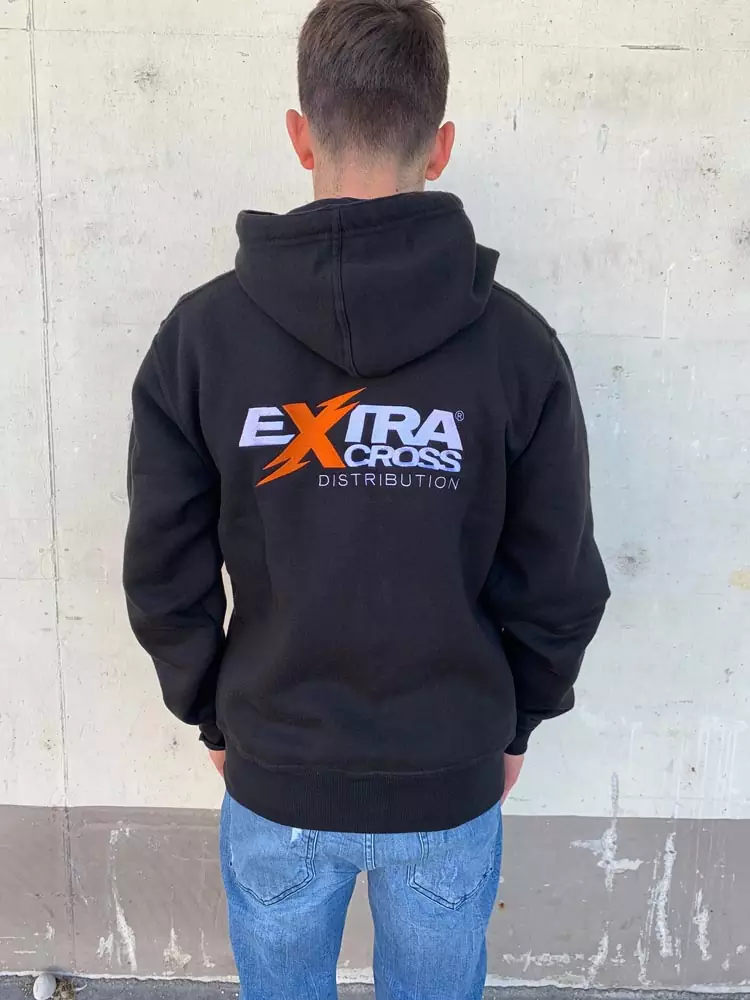Extracross Zip Hoodie schwarz bestickt mit Logo - Größe S